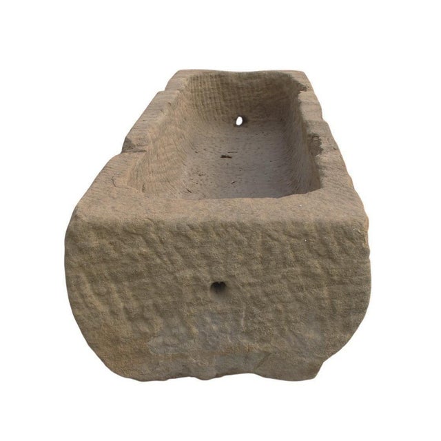 70" Inch Long Hand Chiseled Stone Trough 63 For Sale - Image 9 of 11