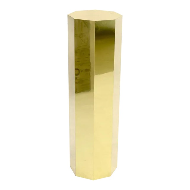 Brass Clad Octagon Shape Mid-Century Modern Pedestal For Sale