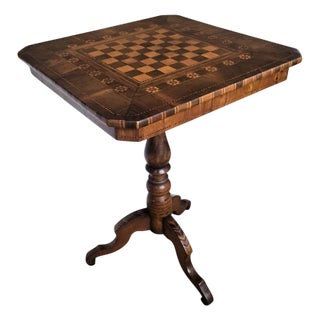 Neoclassical Italian Biedermeier Walnut Inlay Game Table, 1950s For Sale