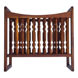 1960s Notched Solid Walnut Columns Magazine Rack/Holder by Arthur Umanoff