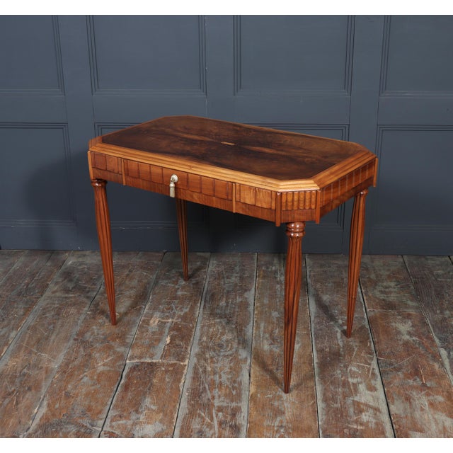 Art Deco Walnut Writing Table with Satinwood Inlay, 1925 For Sale - Image 11 of 18