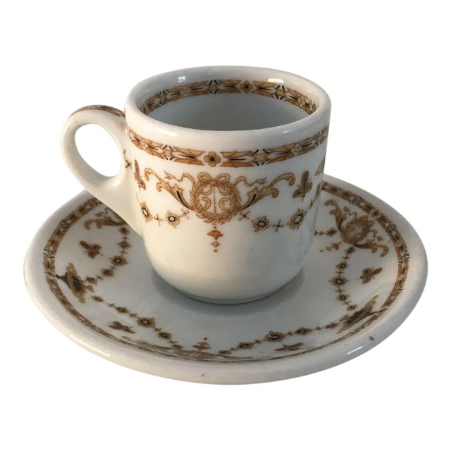 1930's French Style Demitasse Cup and Saucer For Sale