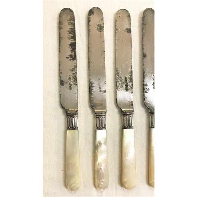 Late 19th Century Antique English Mother of Pearl Knives Circa 1890's - Set of 6 For Sale - Image 5 of 8