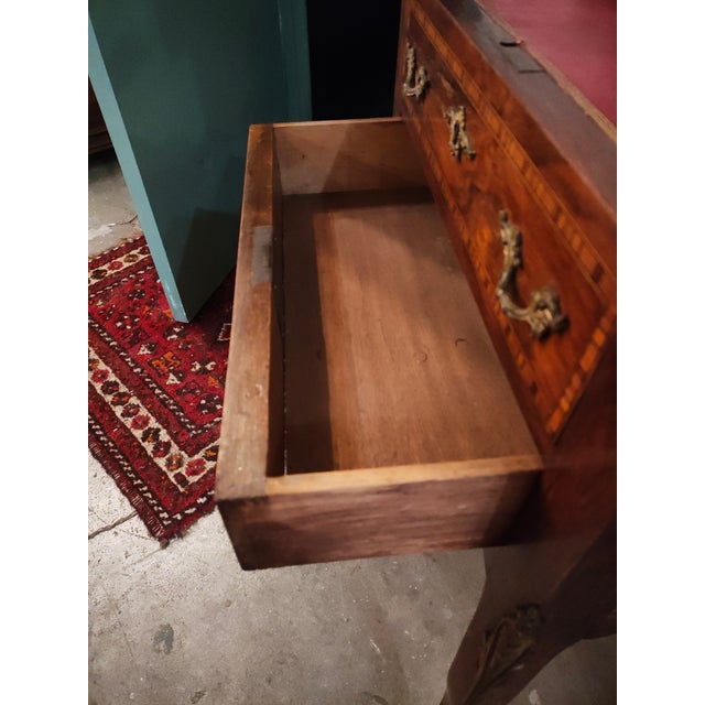 Wood 19th Century French Louis XV Revival Marquetry Bonheur Du Jour Writing Table For Sale - Image 7 of 7