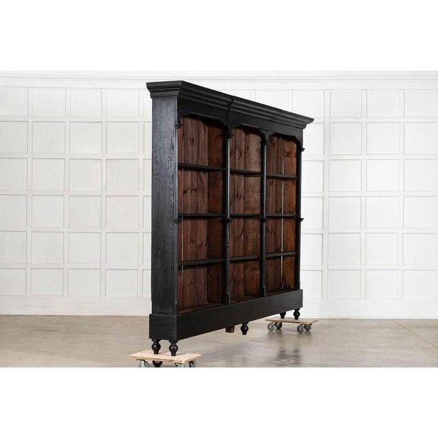 circa 1880 Monumental 19thC Ebonised Pine Bookcase / Display W260 x D30.5 x H196 cm Internal shelf depth 17 cm Weight 71Kg