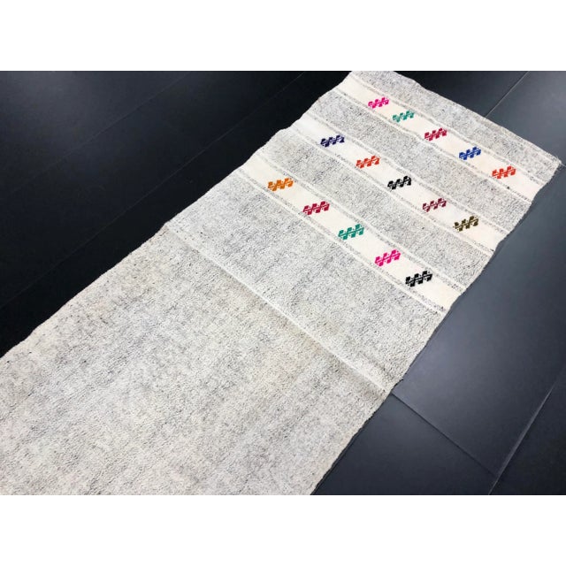 Natural Turkish Handwoven Organic Kilim Runner Rug For Sale - Image 4 of 11