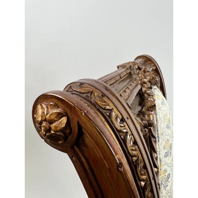 Vintage French Louis XVI Style Oak Side Chairs, Carved Cameo Back, Pair For Sale - Image 13 of 15