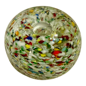 Vintage Hand-Blown Multicolor Confetti Art Glass Paperweight