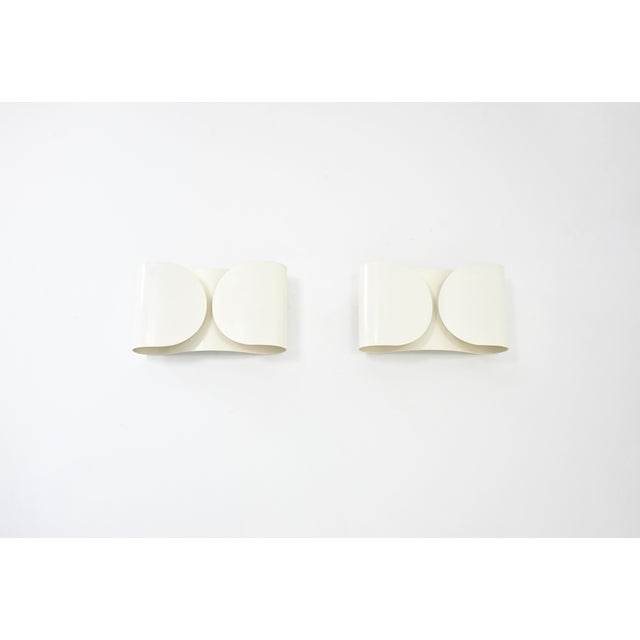 Metal White Foglio Wall Lamps by Tobia & Afra Scarpa for Flos, 1960s, Set of 2 For Sale - Image 7 of 12