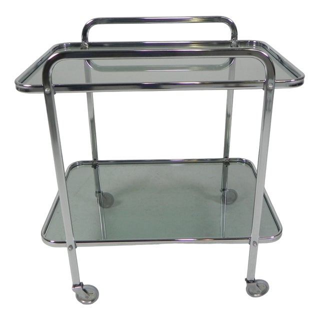 Vintage Chromed Serving Trolley, 1970s For Sale