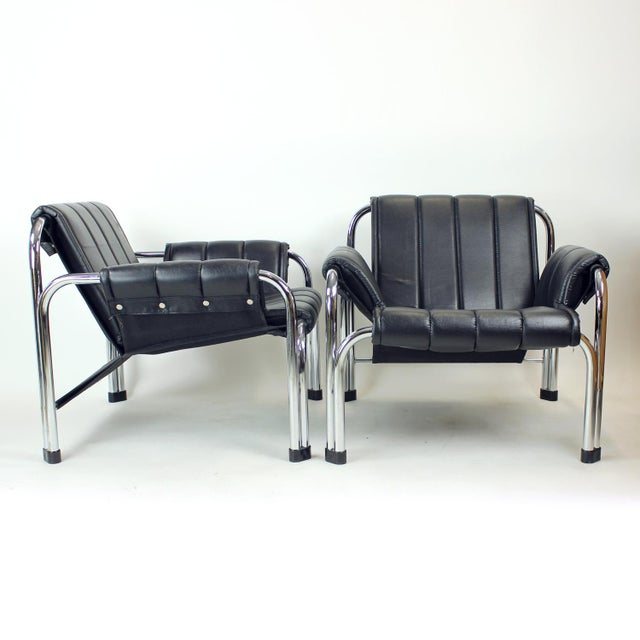 Lounge Chair in Chrome and Leatherette by Viliam Chlebo for Kodreta, 1980s For Sale - Image 12 of 14