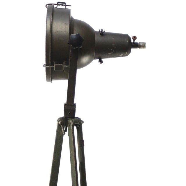 1950s Vintage Industrial Clear Glass and Wooden Floor Lamp For Sale - Image 5 of 9