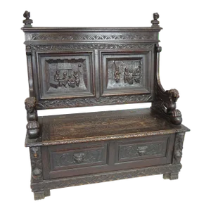 Early 20th Century Antique Gothic Bench