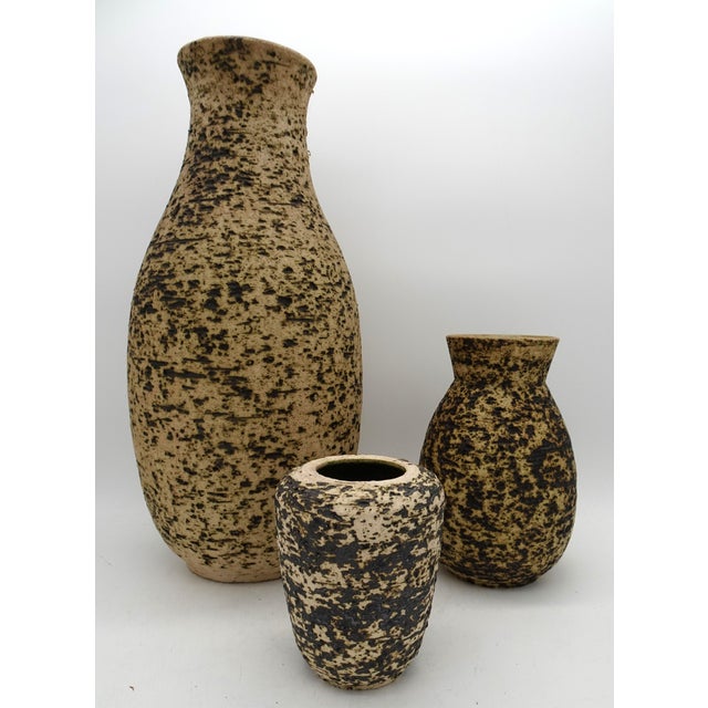 1960s Dutch Ceramic Birch Bark Series Vase from Pieter Groeneveldt, 1960s, Set of 3 For Sale - Image 5 of 12