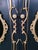Wood Custom French Louis XV Style Midnight Blue Armoire With Antique Brass & Velvet Medallions For Sale - Image 7 of 14
