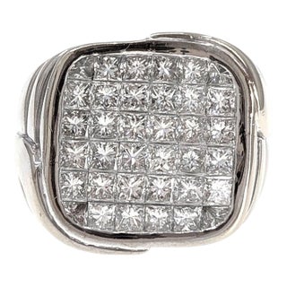 18kw Gents Invisible Set Diamond Ring, Size 10.25 For Sale