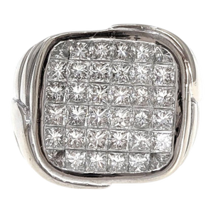18kw Gents Invisible Set Diamond Ring, Size 10.25