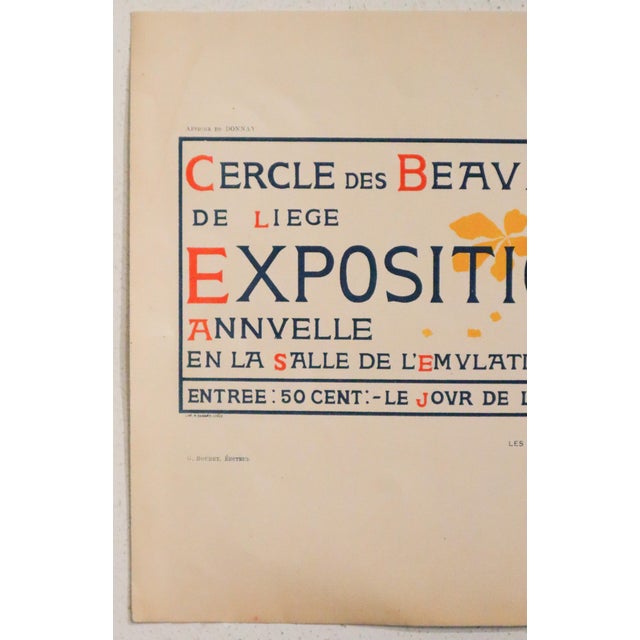 Beaux-Arts 1897 Belgian Exhibition Poster, Auguste Donnay, "Cercle Des Beaux-Arts" For Sale - Image 3 of 3