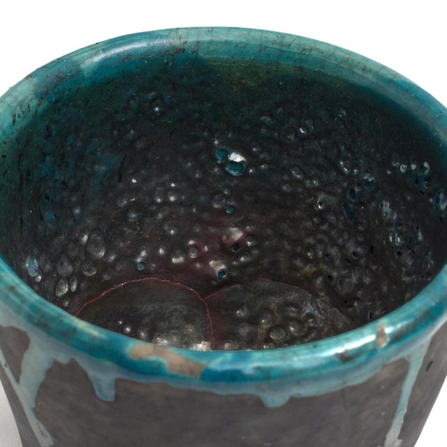 Black Green Metal Coating Artide Vase Mangkuk Ceramic Bowl by Laab Milano For Sale - Image 4 of 8