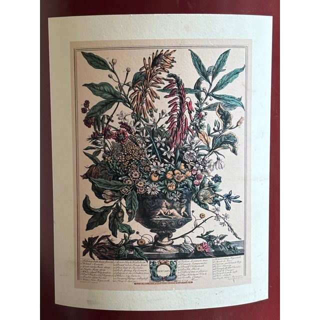 Mid-20th Century Robert Furber ‘Twelve Months of Flowers’ Tole Wastepaper Basket For Sale - Image 4 of 12