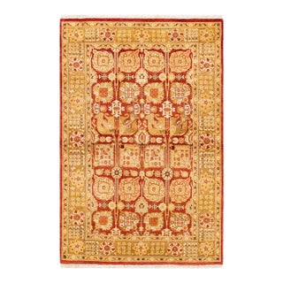 Eclectic, One-of-a-Kind Hand-Knotted Area Rug - Red , 4' 2" x 6' 4" For Sale