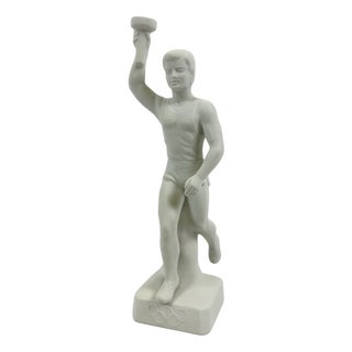 Art Deco Berlin Olympic Games Bisque Torch Bearer Runner Figurine, 1936 For Sale