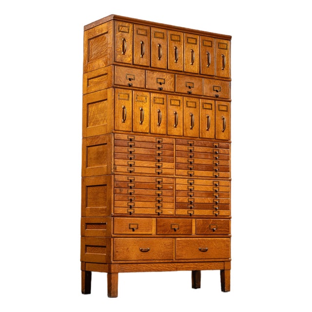 Antique Massive Modular Catalog Cabinet by Shaw-Walker For Sale