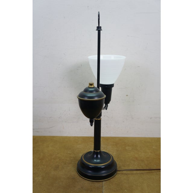 Vintage Black Tole Students Library Parlor Bouillotte Reading Lamp Lantern 23" For Sale - Image 16 of 18
