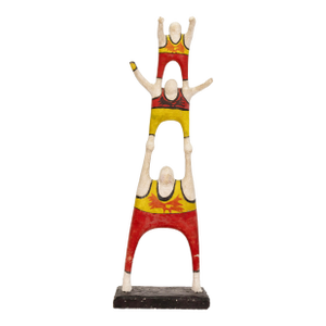 Vintage Mexican Folk Art - Lucha Libre Wrestlers Sculpture Hand-Painted Plaster