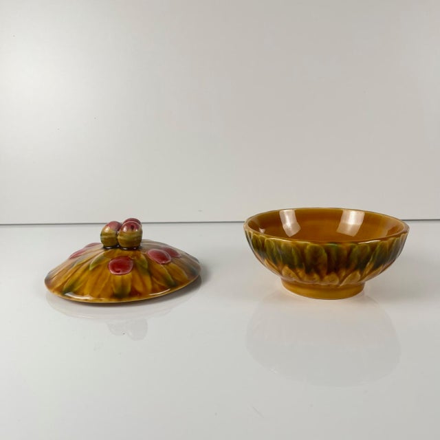Mid-Century Modern Cherry Slipware Sugar Bowl from Sarreguemines, 1970s For Sale - Image 3 of 10