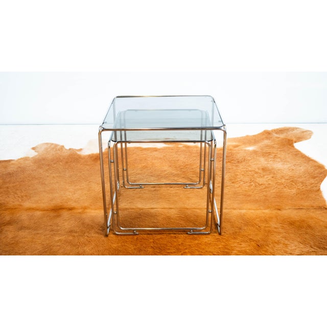 1970s Mid Century Chrome Nesting Tables, Set of 2 For Sale - Image 9 of 16