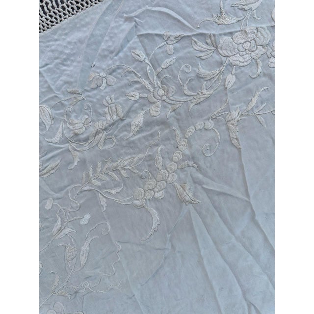 Manila Piano Shawl with Floral Chinese Embroidery from Bobyrugs, 1920s For Sale - Image 9 of 18