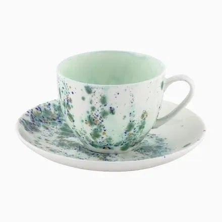 Set of 2 Tea Cups & Saucer Blue Marble For Sale - Image 4 of 4