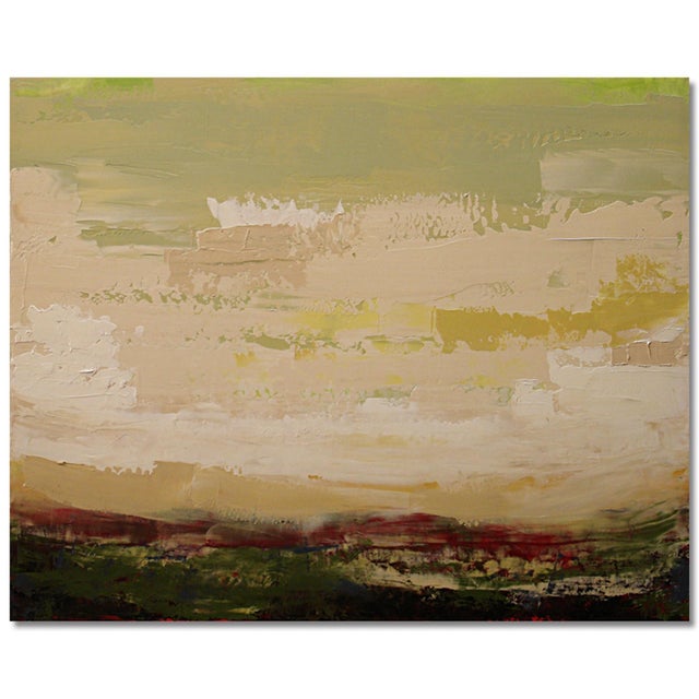 All the Vernal Green by Nicole Hyde | Oil Painting of abstract landscape in green and beige tones For Sale