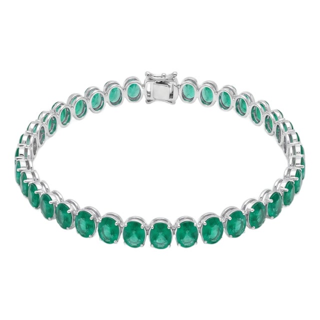 Natural 18k Gold Emerald Bracelet, 16.15ct For Sale