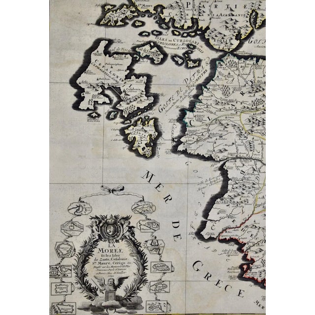 Traditional Southern Greece: A Large 17th C. Hand-colored Map by Sanson and Jaillot For Sale - Image 3 of 7
