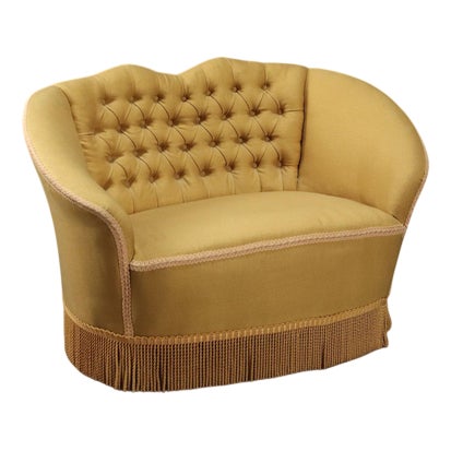 Yellow Capitonné Sofa, 1950s For Sale