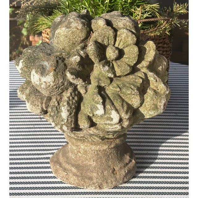 Vintage Cast Stone Fruit Basket Garden Urn For Sale - Image 9 of 16