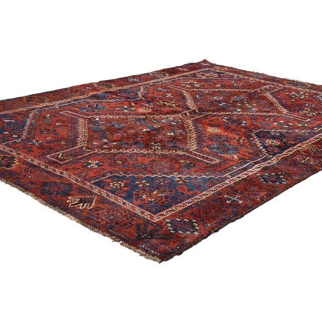 61445 Antique Persian Shiraz Rug, 04'07 x 06'08. The Crimson Oracle: A Late 19th Century Persian Shiraz Masterpiece of...