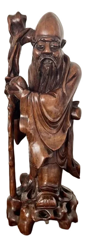 Large Chinese Carved Hardwood Figure, 1900s