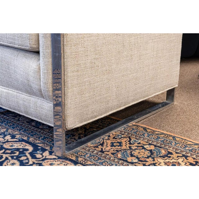 Contemporary Pair of Baughman Probber Style White Cube Club Chairs Chrome Legs Mid Century For Sale - Image 3 of 11