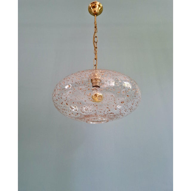 1970s Large Vintage Pendant Light in Clear Glass Inlaid with Gold Glitter, Germany, 1970 For Sale - Image 5 of 12