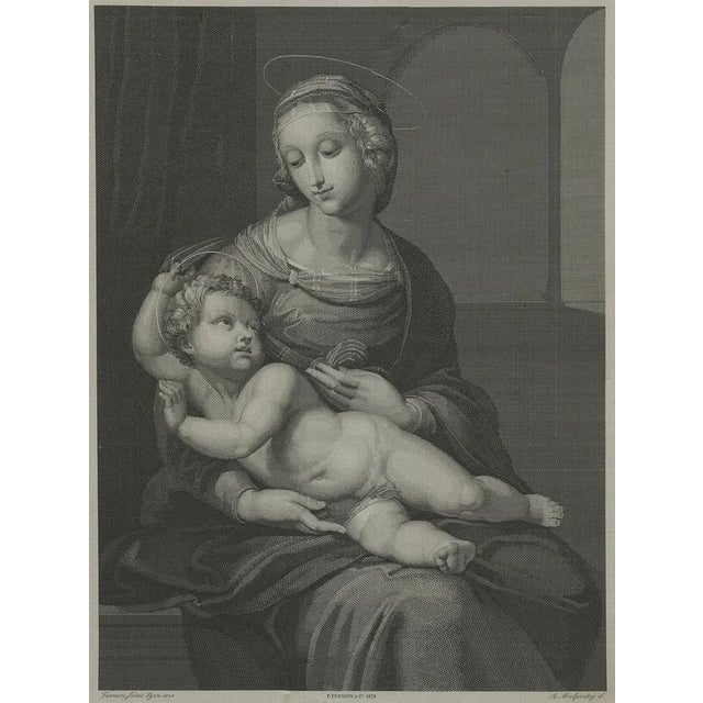 Madonna and Child – Stipple Engraving by Nargeot after Raphael, 1878 This refined 19th-century stipple engraving presents...