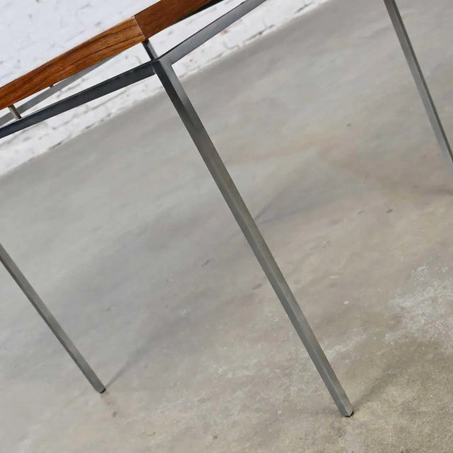 Brown Vintage Scandinavian Modern Rosewood & Chrome Minimalist End Table by Knud Joos for Jason Mobler For Sale - Image 8 of 13