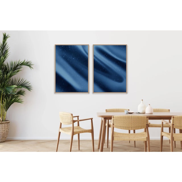 Navy Blue 2023, Abstract Shapes, Celestial Diptych of "Space Is the Place", Giclée Print on Paper by Cyd Fontaine For Sale - Image 8 of 9