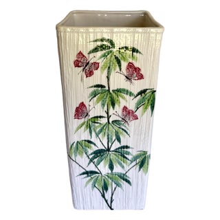 Vintage Italian Porcelain Bamboo Motif Umbrella Stand for Smithsonian For Sale