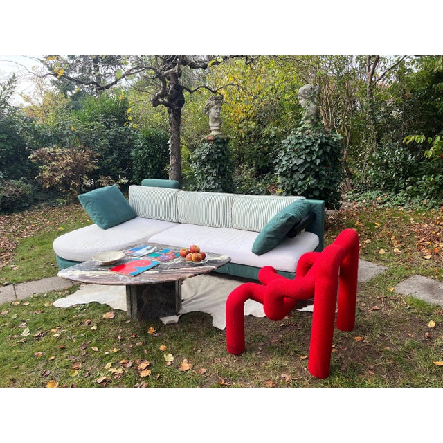 1980s 1980s B&b Italia Antonio Citterio Sity "Baisity" Sofa Sectional in Green and Eggshell-- 2 PCSB For Sale - Image 5 of 10