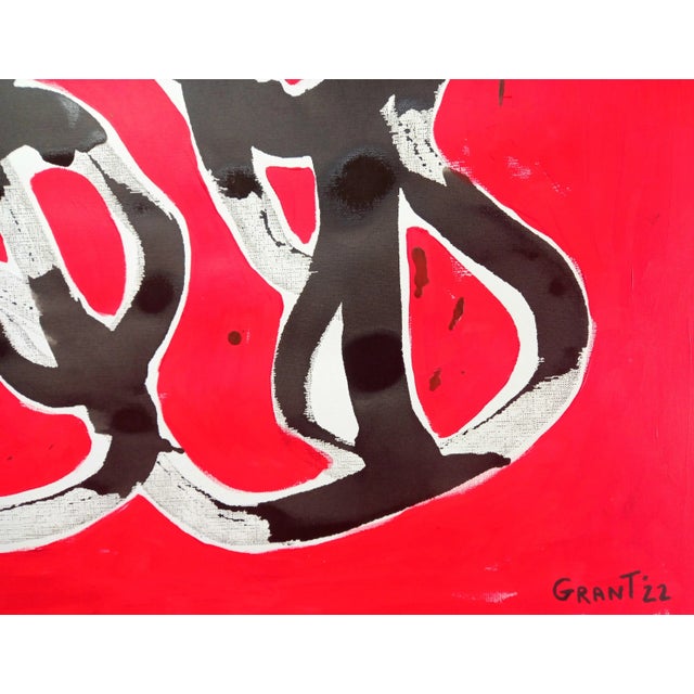 2020s Abstract Black, Red and White Original Painting by Diane Grant, Unframed For Sale - Image 5 of 12