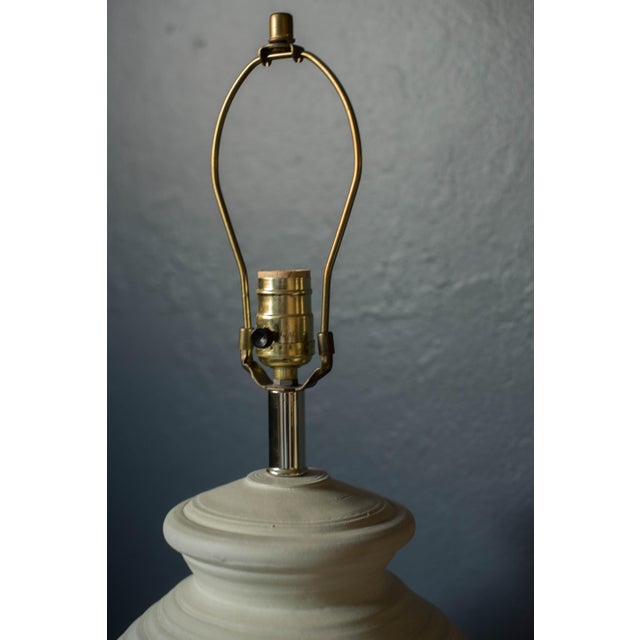 Vintage Pair of Textured Ivory Pottery Table Lamps For Sale In Monterey, CA - Image 6 of 12