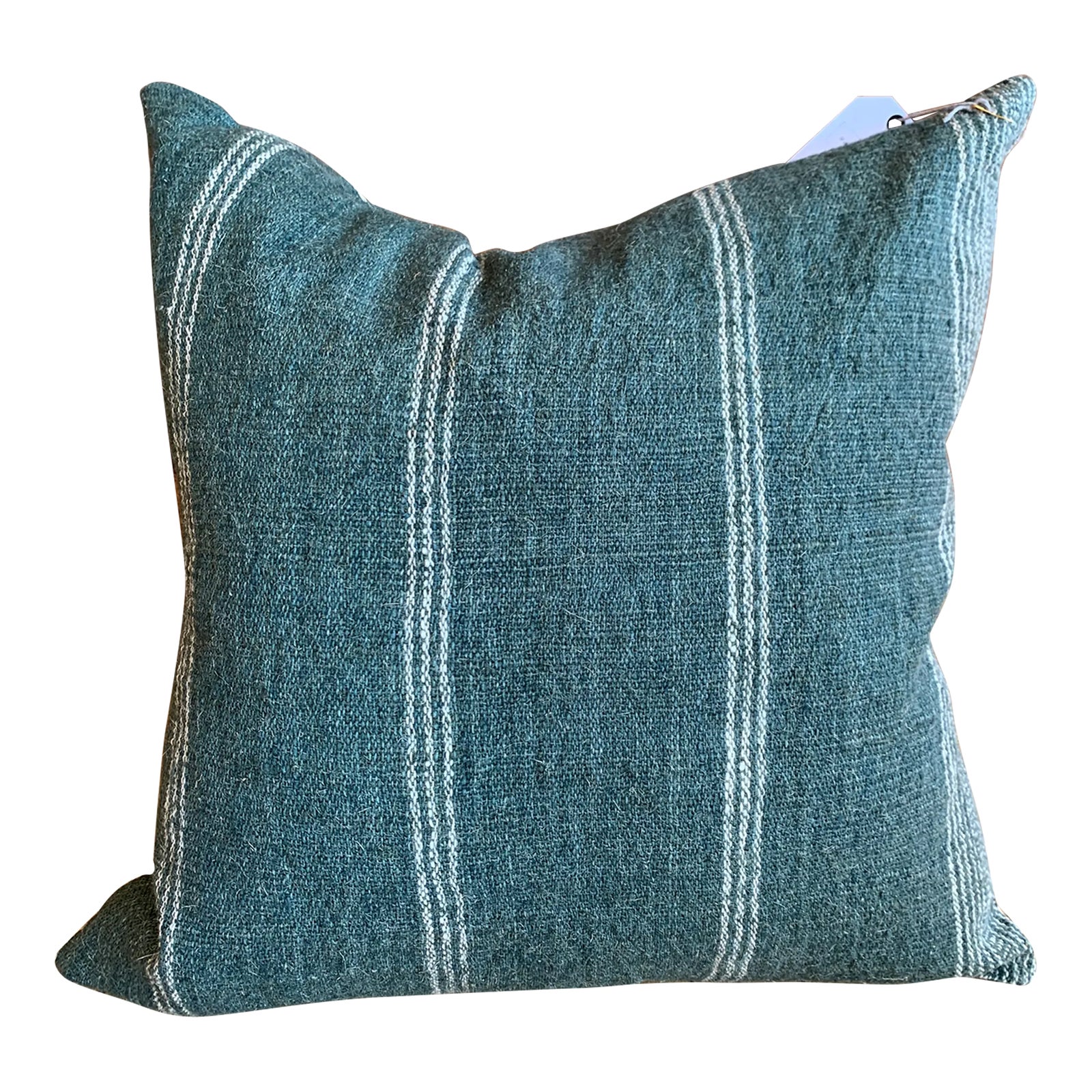 Modern Farmhouse Pillow Cover in Dark Indigo Turquoise & White Stripe Chairish